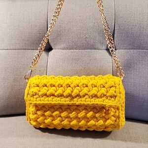Yellow Crochet Chain Shoulder Bag